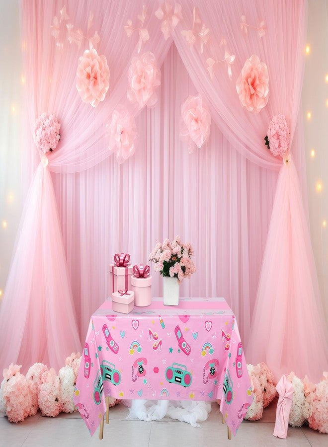 اودين مفارش طاولة حفلات عيد ميلاد الأميرات الوردية من أودين، 6 قطع، مقاس 54 بوصة × 108 بوصة، للأطفال والفتيات، بتصميم دمى الأميرات، أغطية طاولات بلاستيكية للاستخدام مرة واحدة، لوازم الحفلات - Image 4